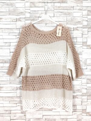 Pull ample macramé détails brillants