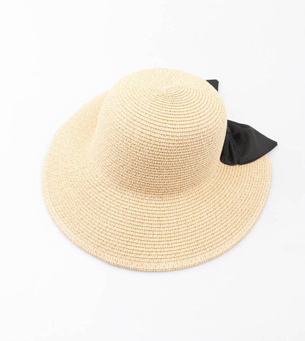 Chapeau de paille grand nœud papillon noir à l'arrière – Image 2