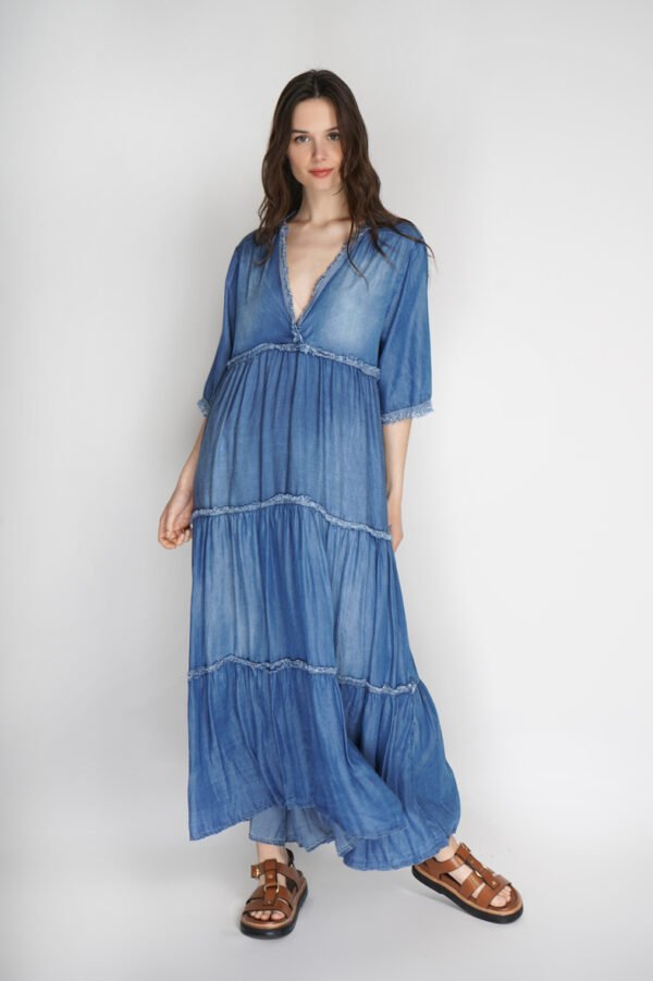 Robe longue en jean délavé – Image 2