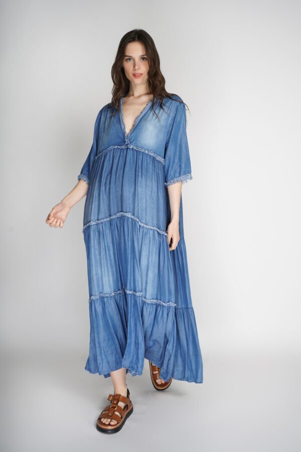 Robe longue en jean délavé – Image 3