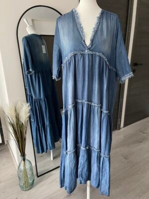 Robe longue en jean délavé