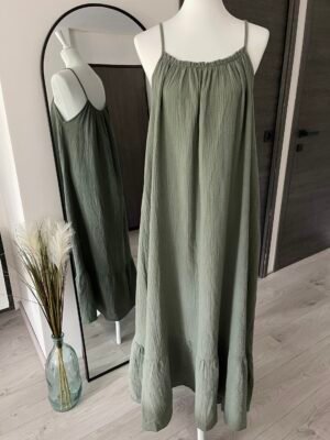 Robe en gaze de coton kaki