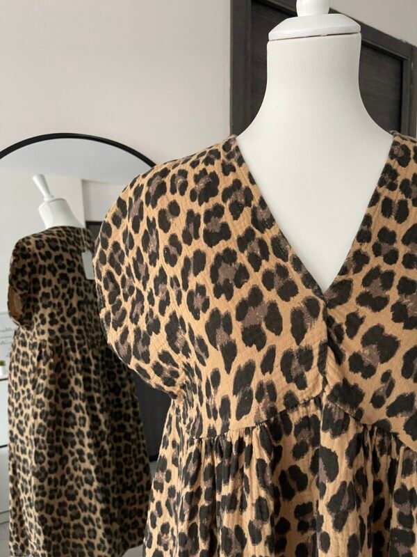 Robe courte imprimé léopard en gaze de coton – Image 2