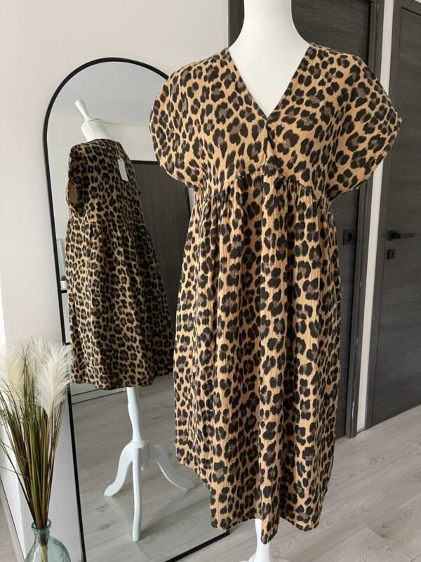 Robe courte imprimé léopard en gaze de coton