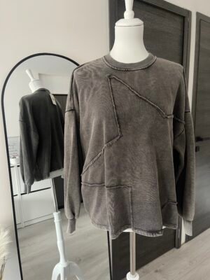 Sweat motif étoile gris effet délavé