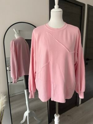 Sweat motif étoile rose pastel effet délavé