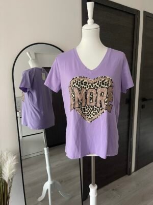 T-shirt imprimé léopard « AMORE » parme