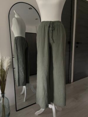 Pantalon en gaze de coton kaki