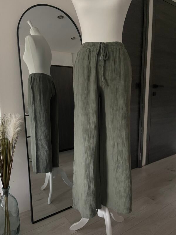 Pantalon en gaze de coton kaki