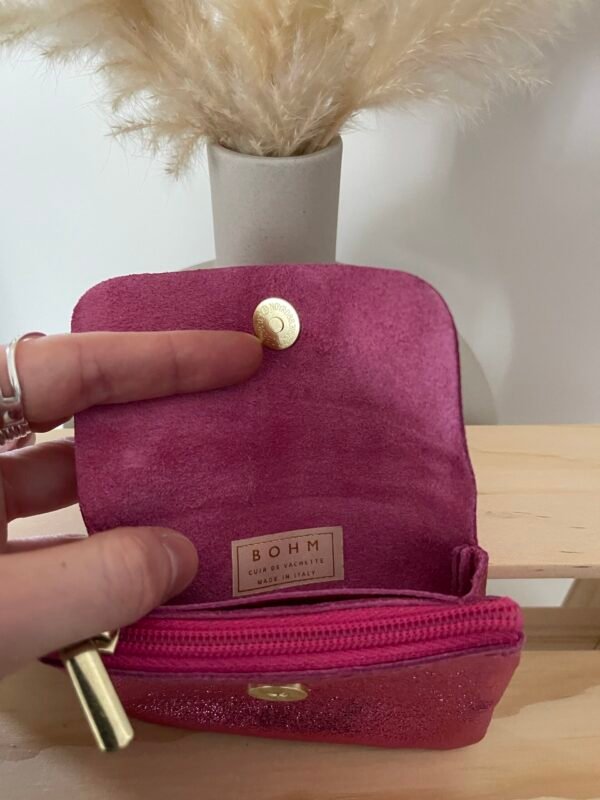 Porte-monnaie Babylone Bohm Paris en cuir irisé rose – Image 3