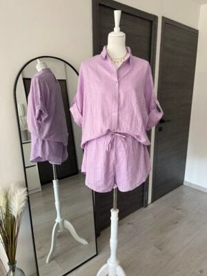 Ensemble chemise / short lilas t.S/M