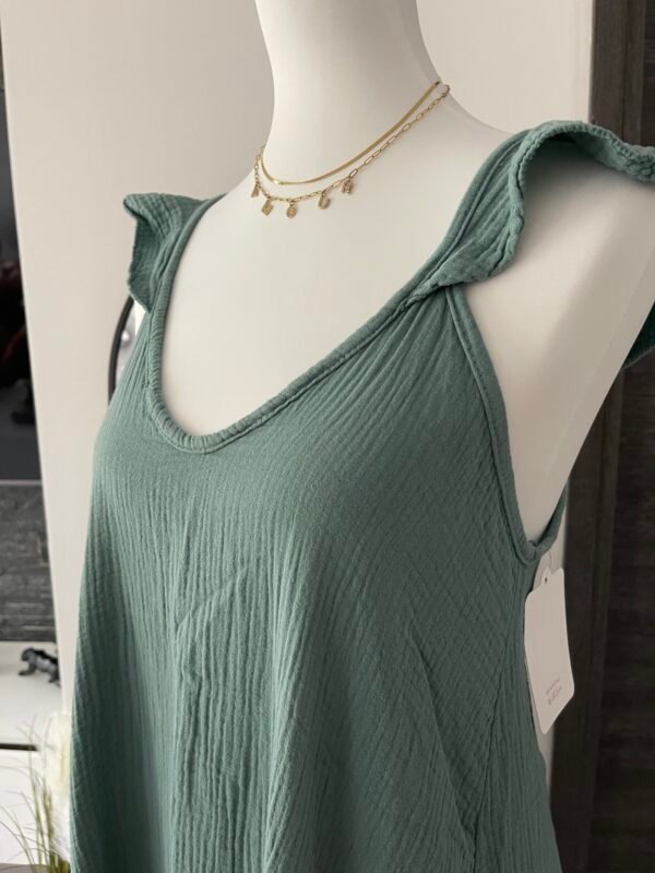 Robe longue maxi en gaze de coton vert d’eau – Image 3