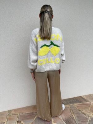 Gilet à noeuds en grosse maille beige “LIMONCELLO”