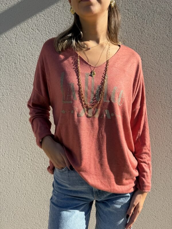 Pull fluide « La Dolce Vita » terracotta