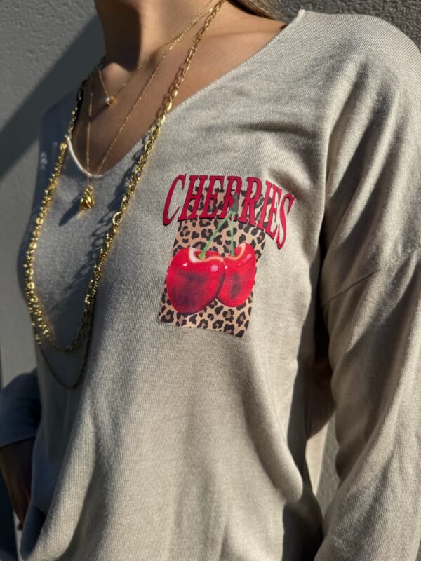 Pull fluide « Cherries » beige – Image 2