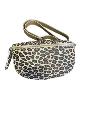 Sac banane en cuir suédé 25cm léopard