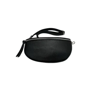 Sac banane en cuir grainé 22cm noir