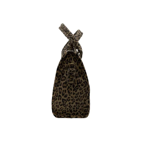 Sac à main en cuir suédé large léopard – Image 3