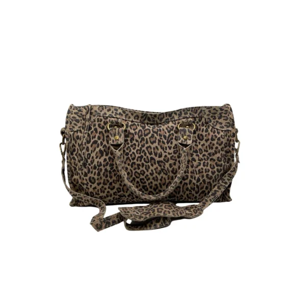Sac à main en cuir suédé large léopard – Image 2