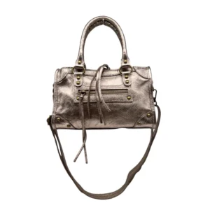 Sac à main en cuir irisé bronze mini