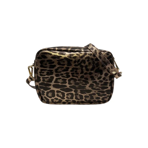 Sac bandoulière cuir irisé léopard double compartiment – Image 2