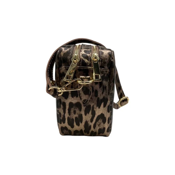 Sac bandoulière cuir irisé léopard double compartiment – Image 3