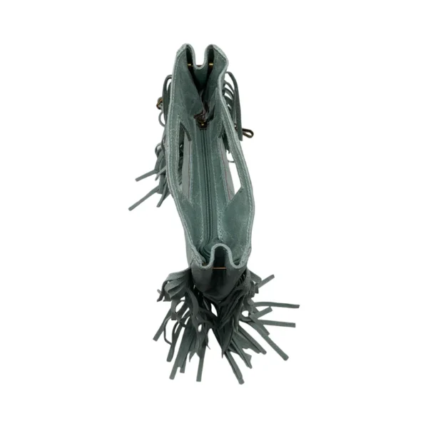 Sac bandoulière à franges en cuir brossé – Image 3