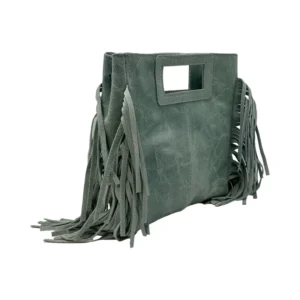 Sac bandoulière à franges en cuir brossé