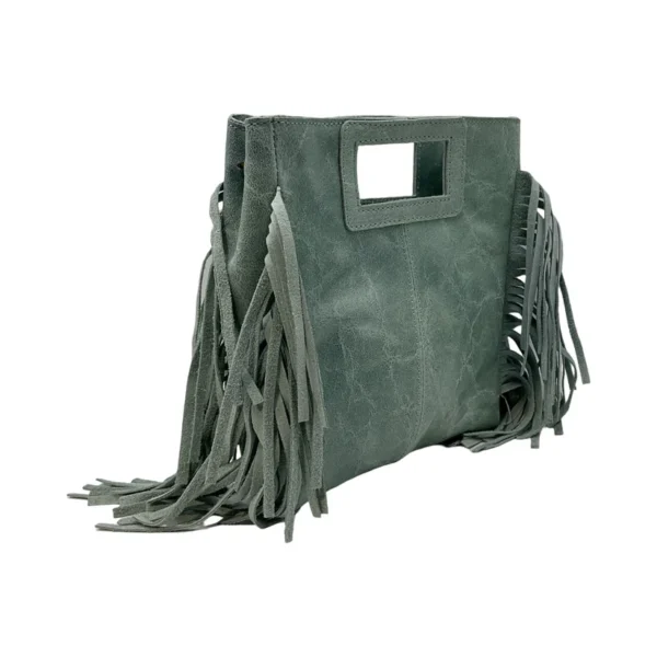 Sac bandoulière à franges en cuir brossé
