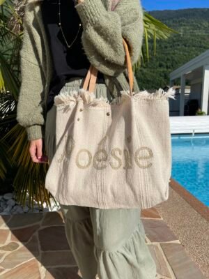 Sac bohème « Poésie » beige