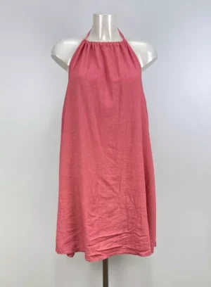 Robe courte dos nu mélange lin